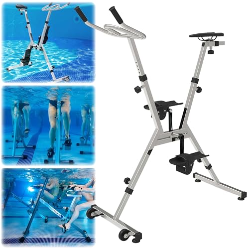 PRMTYUP Aquabike FüR SchwimmbäDer, Fitnessbike FüR SchwimmbäDer, Aquabikes Aus Edelstahl 316l, Tragbares Fitness-TrainingsgeräT, FüR Training Und Therapie,Silber