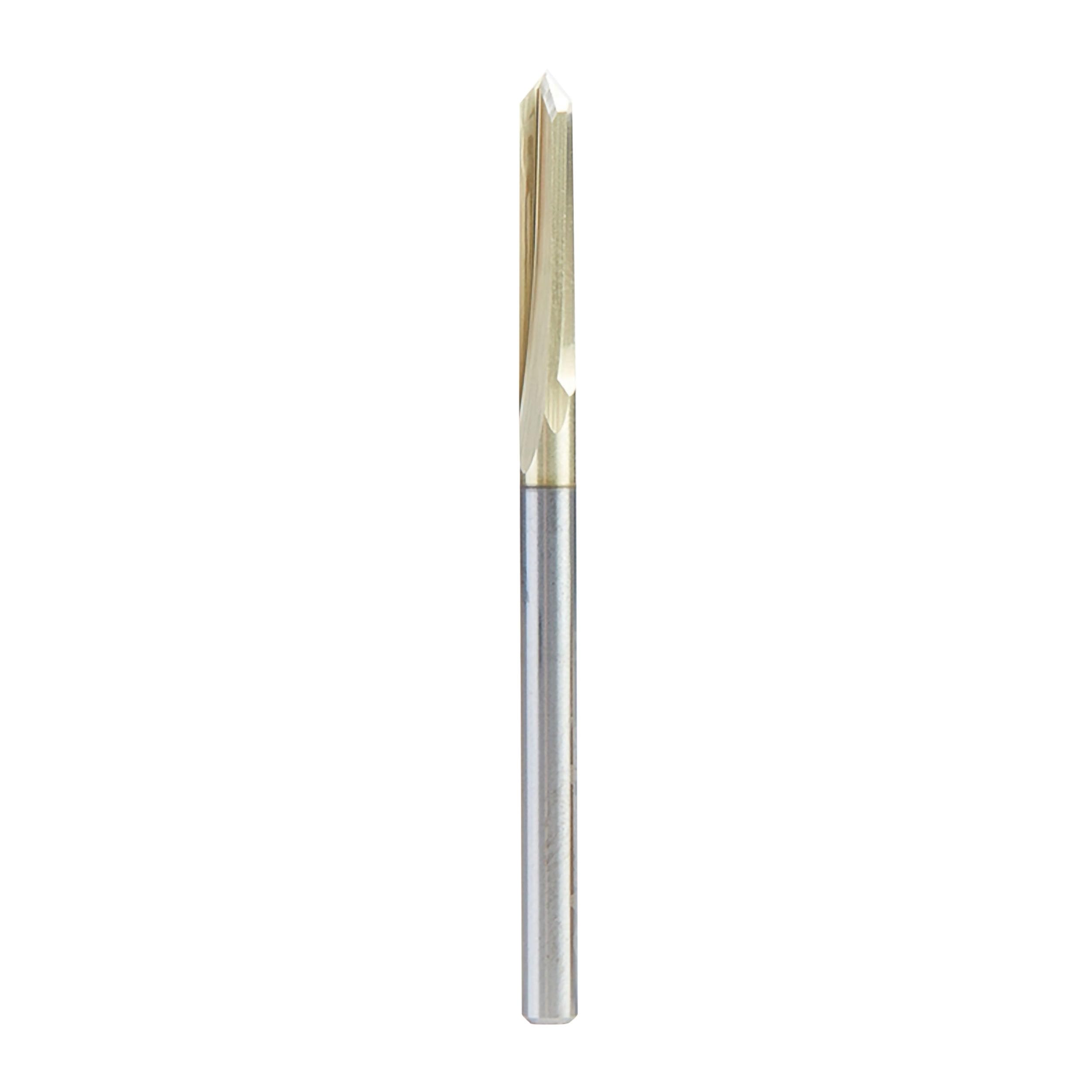 Amana Tool CNC Solid Carbide Zero-Point V-Groove and Engraving Router Bit, ZrN Coated, 45608, 90 Degree, 1/8 Dia x 5/8 CH x 1/8 Inch Shank