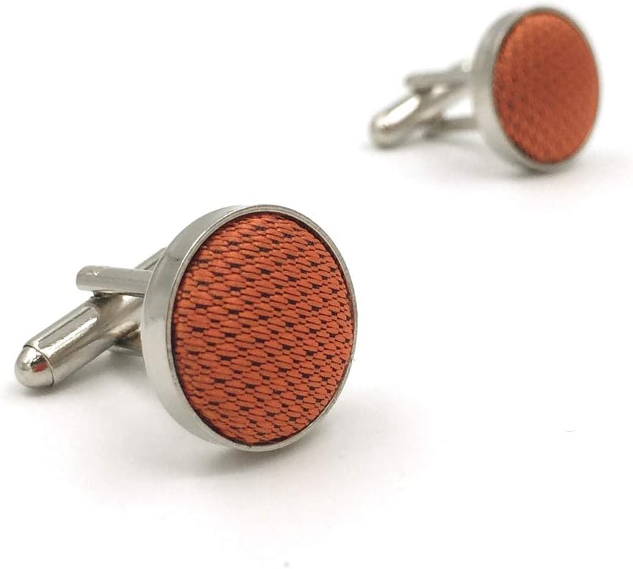 S&W SHLAX&WING Neckties for Men Wedding Tie and Cufflinks Orange Pumpkin Extra Long Matching Cufflinks Only