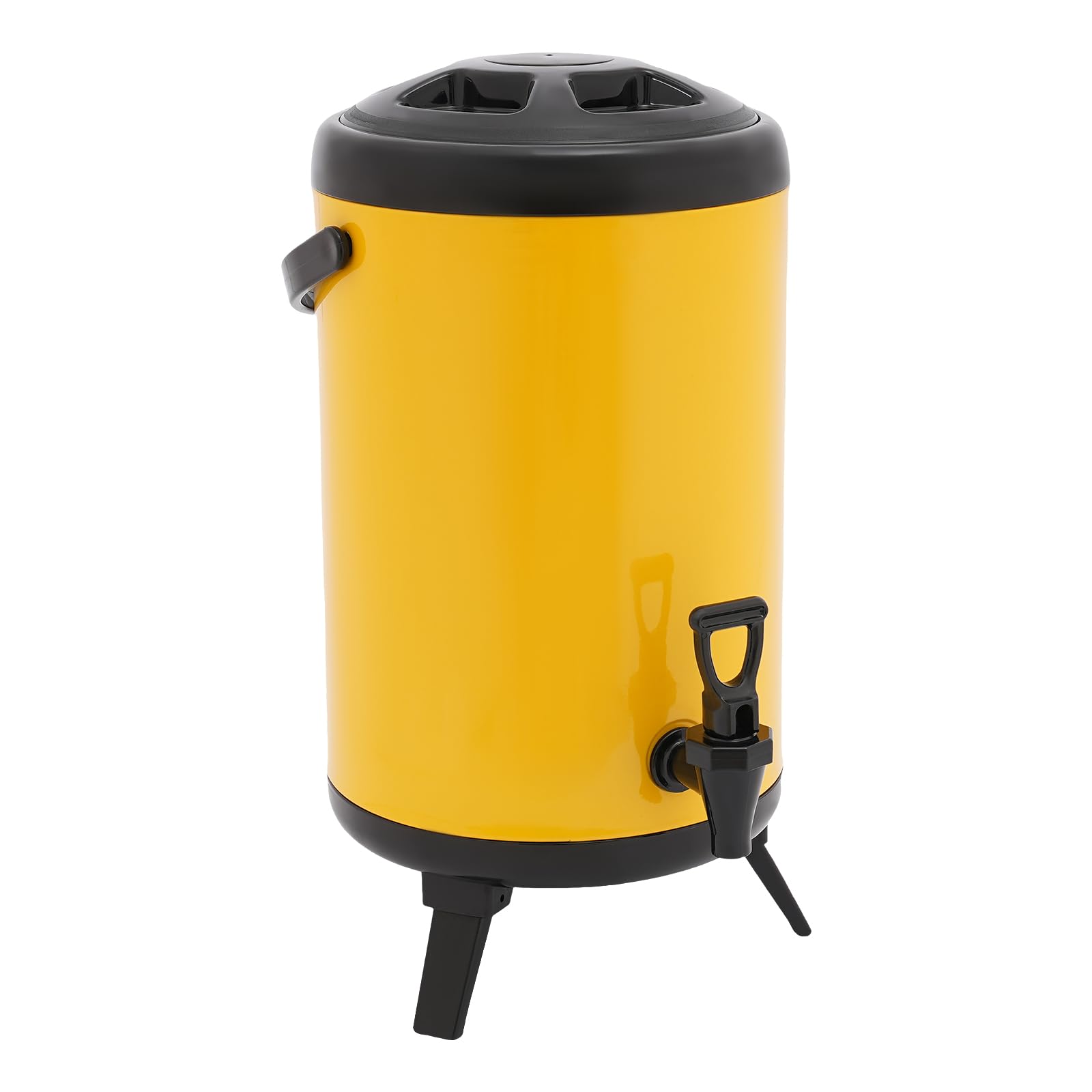 Fût isotherme en acier inoxydable 10 l - Fontaine d'eau chaude et froide avec robinet - Récipient à boissons isolé - Distributeur de boissons pour café, lait froid, eau, jus (jaune)
