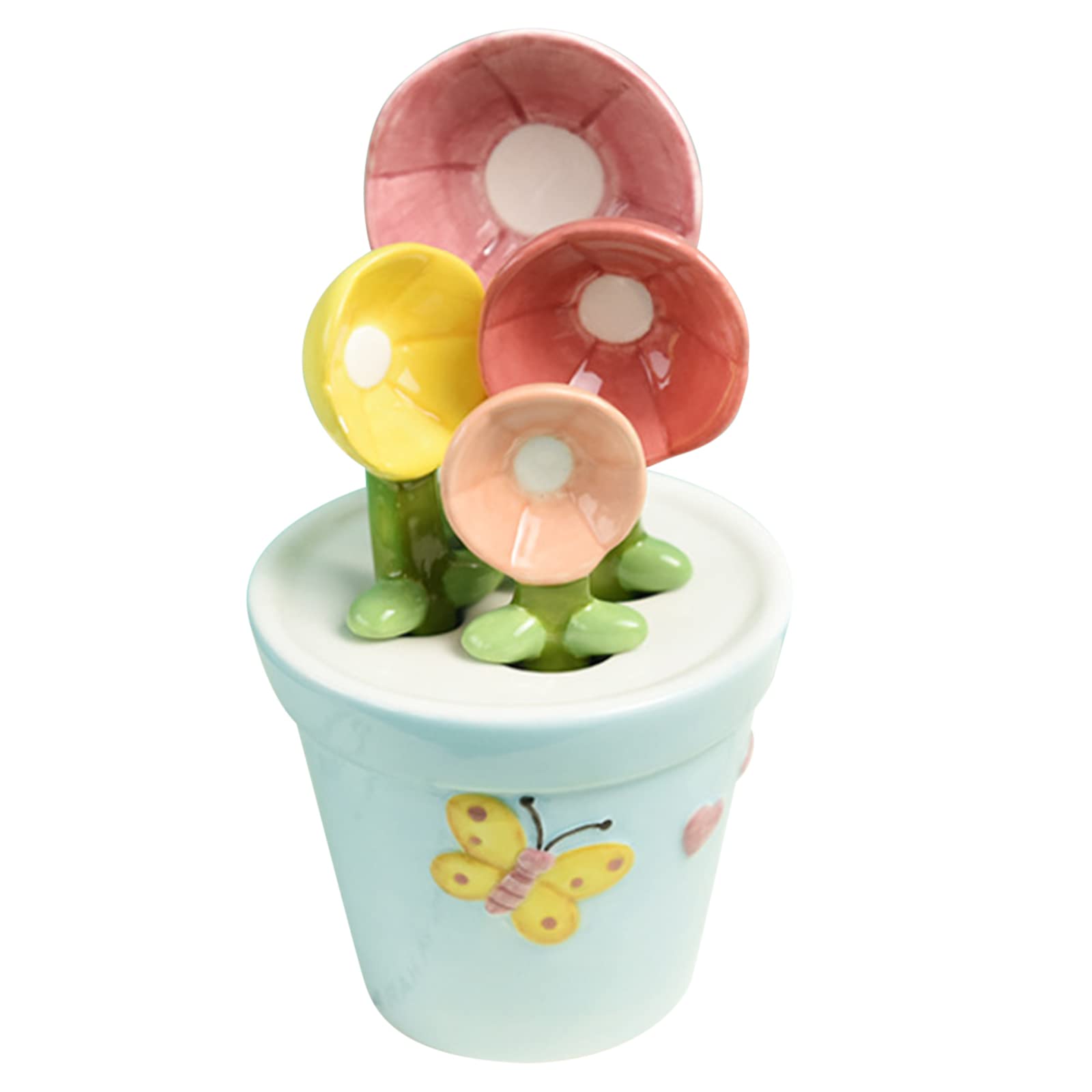 Ensemble Cuillères Et Tasses à Mesurer Céramique Hobbyme - Motif Tournesol Multicolore