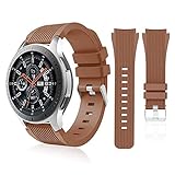 HSWAI Compatible with Samsung Galaxy Watch 46mm Bands/Gear S3 Frontier, Classic Watch Bands/Galaxy Watch 3 Bands 45mm, 22mm Soft Silicone Bands Bracelet Sports Strap for Men & Women.(Brown)