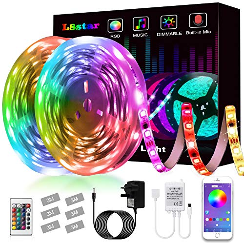 LED Strips Lights, L8star Led Lights Smart Color Changing Rope Lights 32.8ft(2x16.4ft) SMD 5050 RGB Lights Strips Sync with Music Apply for TV, Bedroom, Party and Home Decoration (32.8ft)
