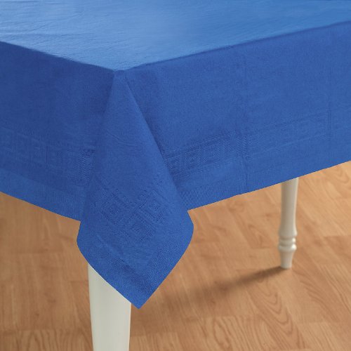 Creative Converting Touch of Color Plastic Lined Table Cover, 54 by 108-Inch, True Blue