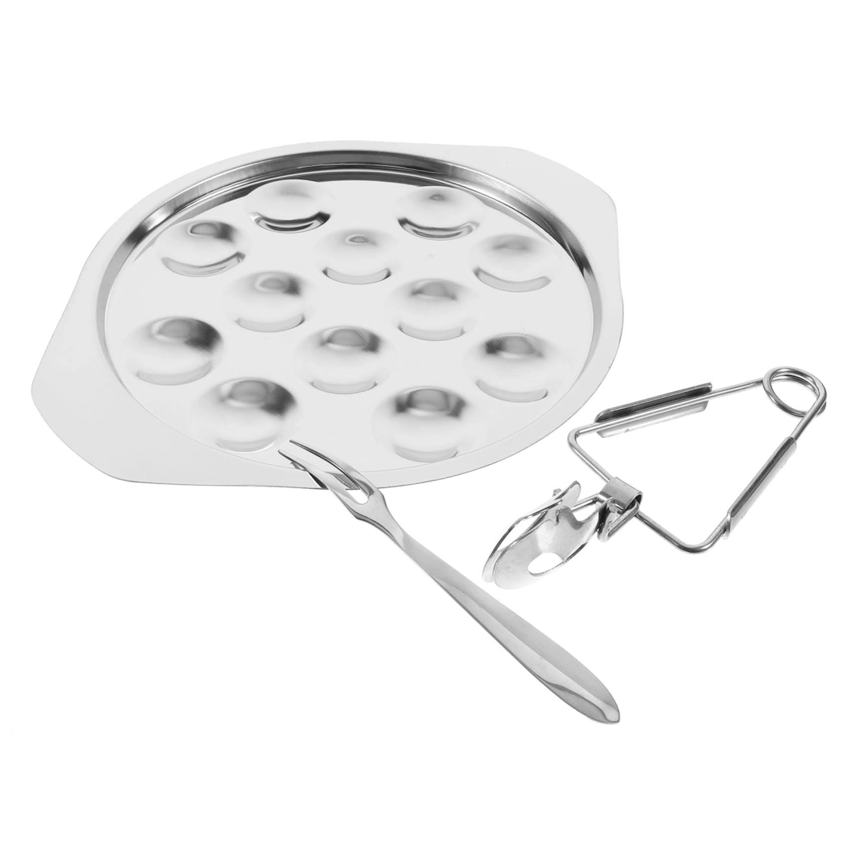 Plat assiette escargot 12 trous pince fourchettes inox pour sushi et fruits de mer
