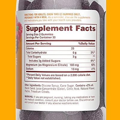 Sundown Magnesium Citrate Gummies, Raspberry Flavored, 60 Count