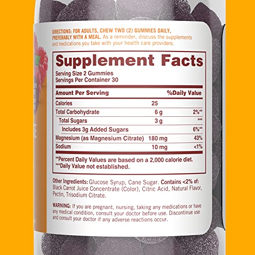 Sundown Magnesium Citrate Gummies, Supports Nerve, Bone & Muscle Health, Vegetarian, Raspberry Flavored, 60 Count #TOP2