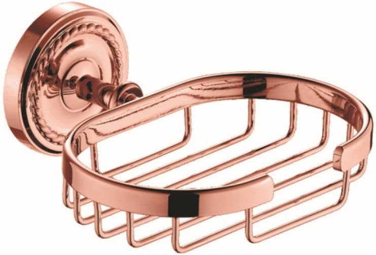 Vintage Rose Gold Brass Towel Shelf Soap Dish Toothbrush Holder Metal Wall Mounted Hair Dryer Rack Bathroom Towel Pendant Set,3 (11)