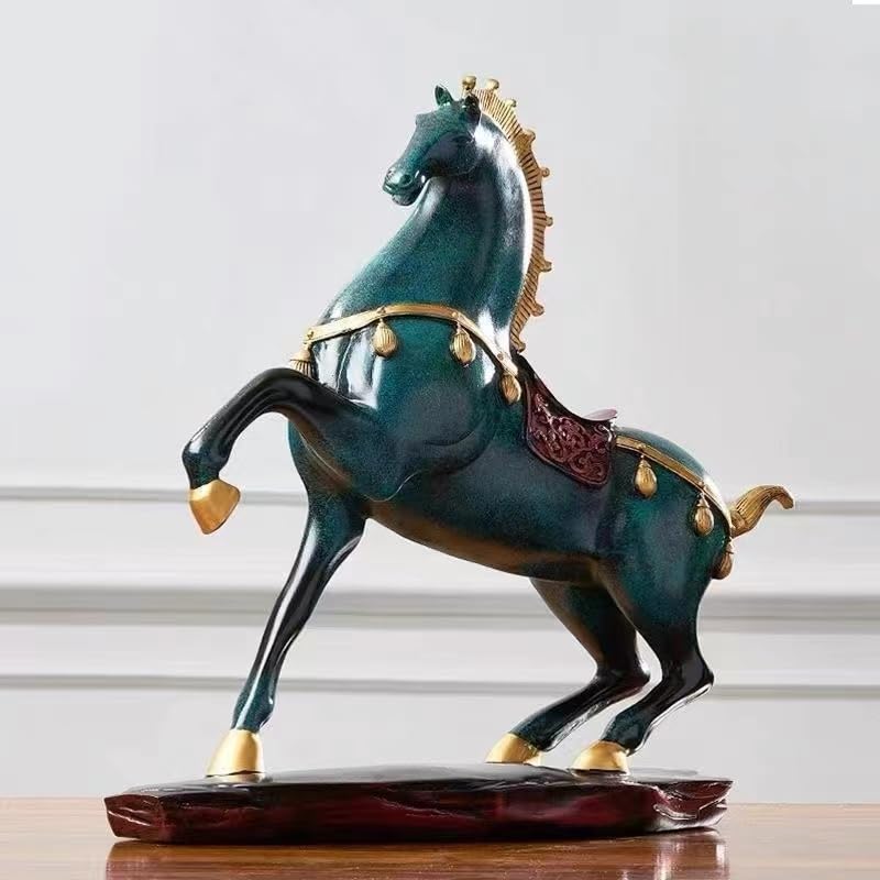 【縁起物】　馬の置物 楽天市場】跳ね馬 置物 馬の置物 幅58cm 開運 風水 立ち馬 黒馬
