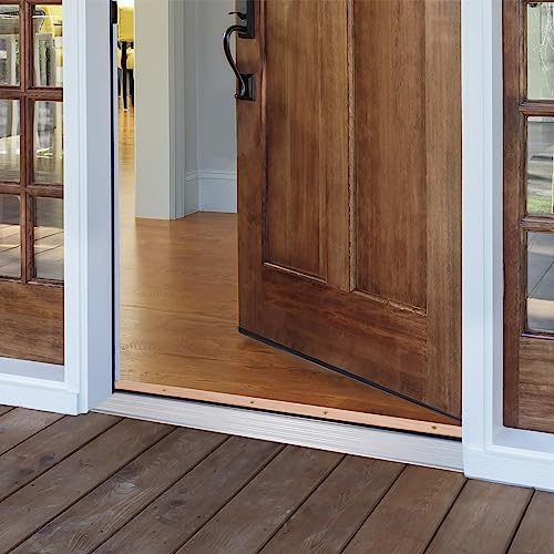 Image of M-D Building Products 76265 4-9 /16 in. x 1-1 /8 in. x 36 in. Silver Adjustable Aluminum & Hardwood Threshold Kit - Versatile Solution for French and Exterior Doors