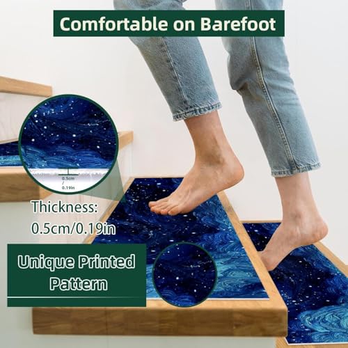 Tapis d'escalier antidérapant réutilisable et lavable pour marche bois 20x76cm