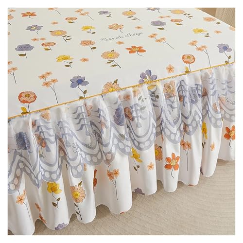Falda de cama impresa de encaje con 2 fundas de almohada a juego 5
