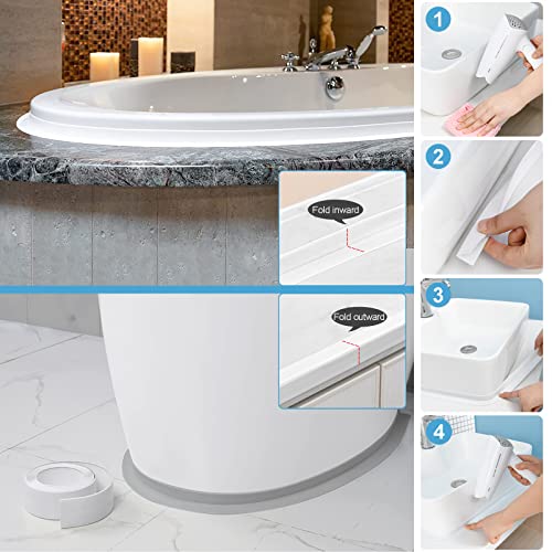 4 Rolls Bath Caulk Tape Waterproof Self Adhesive With Tool,Sealing Tape,Sealant Strips Pvc For Kitchen Sinks,Bathroom Bathtub,Toilet (White) #TOP5