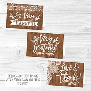 Hadley Designs 24 Rustic Wood Thank You Cards, Envelopes, Great Note For Adult Funeral Sympathy or Gift Gratitude Supplies For Grad, Birthday, Baby or Country Western Bridal Wedding Shower Hadley Designs 24 Rustic Wood Thank You Cards Envelopes Great Note For Adult Funeral Sympathy or Gift Gratitude Supplies For Grad Birthday Baby or Country Western Bridal Wedding Shower