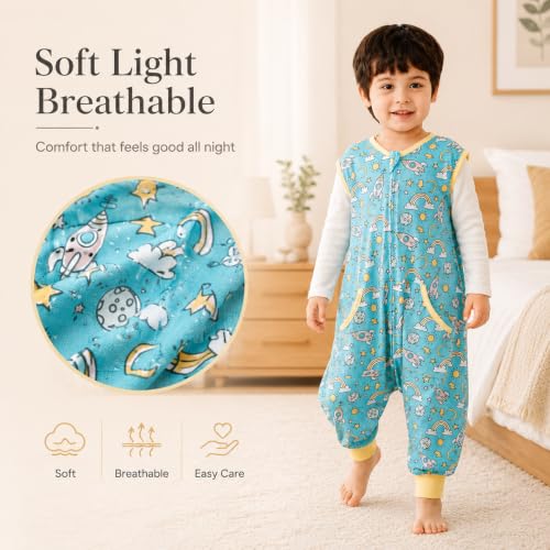 Image of HOMEAL Sleep Sack with Feet,Summer Toddler Sleep Sacks 2t-3t sleep sack toddler,Toddler Sleeping Sack with Legs,sleeveless sleep sack baby, Toddler Sleep Sacks Baby for Early Walkers,12months-7T