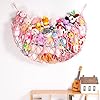 Stuffed Animal Net or Hammock Wall Hanging Net for Stuffed Animal Storage Macrame Toy Display Plush Toy Holder Soft Toy organizer for Nurery Baby Bedroom Playroom-Pink #1