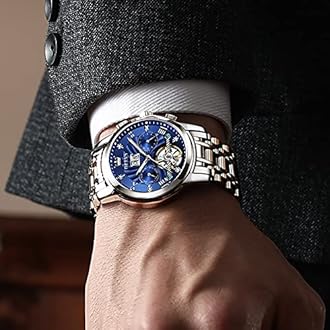 OLEVS Automatic Watches for Men Diamond Skeleton Mechanical Tourbillon Self Winding Luxury Dress Wrist Watches Calendar Luminous Waterproof