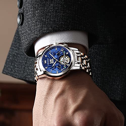OLEVS Automatic Gold Watches for Men Luxury Classic Stainless Steel Calendar Luminous Waterproof Watches for Men