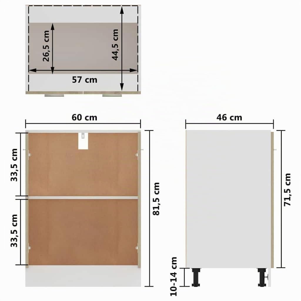 vidaXL Meuble Bas Lyon Chêne Sonoma 60 x 46 x 81,5 cm Bois d'ingénierie