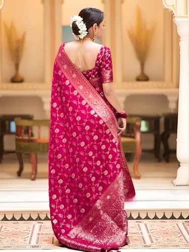Image of Yashika Women's Pure Kanjivaram Silk Saree Soft Banarasi Style Wedding With Blouse Piece | Saree For Women | New Sari