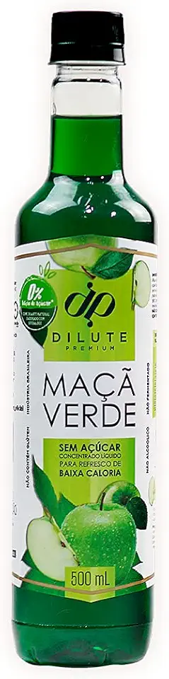 Dilute Xarope Maçã Verde S/ Açúcar Sabor Maçã Verde 500 Ml