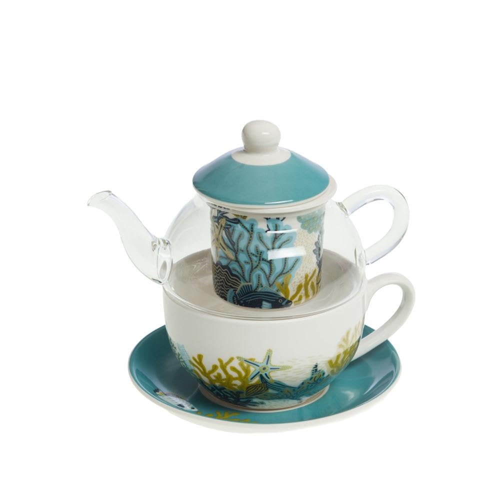Amadeus - Coffret théière égoïste en Manatea en verre et en porcelaine