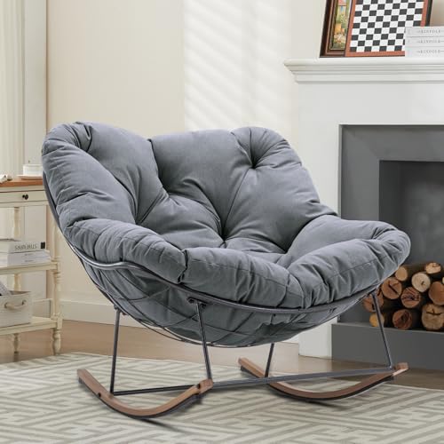 AIDEHO Outdoor Patio Rocking Chair, Oversized Papasan Chair with Cushion and Frame, Comfy Modern...
