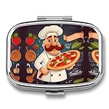 Pill Box 2 Compartment Medicine Pill Case Chef Pizza Printed Portable Pill Box Travel Pill Organizer for Pocket Purse Daily Medicine Vitamin Box Fish Oil Box Supplement Box -  FZMVSQH