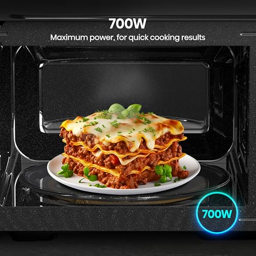 Hisense 700 Watts 20 Litre Inverter Microwave Oven H20MOBP1HIUK Black, Automatic Defrost, 5 power levels, Easy Clean, H24.1 x W43.4 x D32.9 cm Freestanding - Image 6