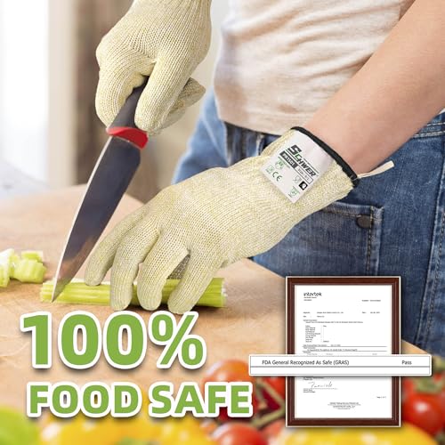 Image of Schwer 10 Pairs SlicePro A9 Cut Resistant Gloves, Food Grade, PR1501, S | Non PFAS, No Glass Fiber, for Kitchen Food Prep, Mandolin Slicing, Meat Cutting, Oyster Shucking, Fish Fillet Processing