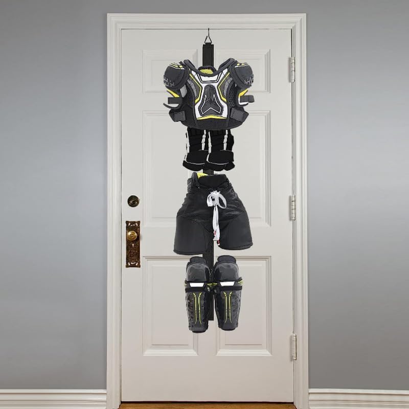 Séchoir de hockey portable, support de séchage pour équipement de hockey avec 5 crochets réglables pour hockey sur glace, patinage, football, camping