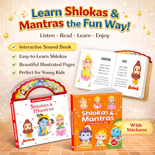 Image of Shloka and Mantras Sound and Activity Book Combo for Kids | India's First Hindu Mythology Musical Toy of Indian Gods Goddesses | Spiritual Learning Picture Sound Book