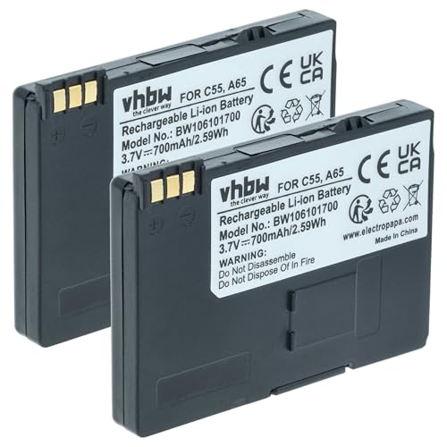 vhbw 2X batería Compatible con Siemens CL60, M55, MC60, C58, C60, S55, SC60 teléfono Fijo o inalámbrico (700 mAh, 3,7 V, Li Ion)
