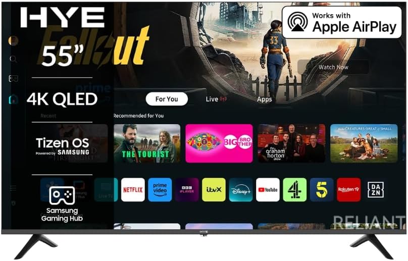 HYE 55 Inch Frameless QLED 4K UHD Smart Display With Wi-Fi, Bluetooth, HDMI &...