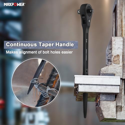 Image of MAXPOWER 2PCS Spud Ratchet Set, Dual Socket Scaffold Wrench 7 /8 inch x 3 /4 inch, Dual Head Scaffold Ratchet 3 /8 inch x 1 /2 inch