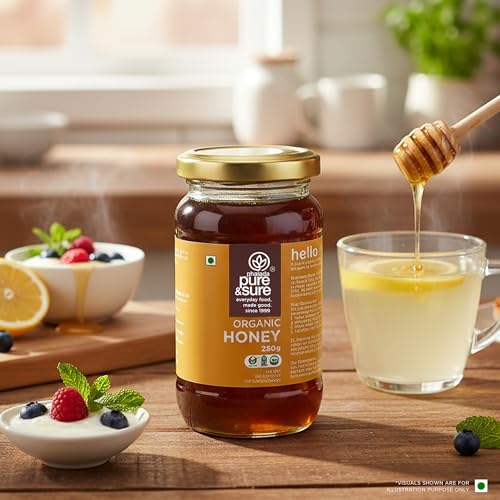 Image of Pure & Sure Organic Honey 250G | 100% Raw & Natural | Organic Certified | Unprocessed & Non-Pasteurized | Rich in Anti-Oxidents & Amino Acids | No Sugar, No Adulterated