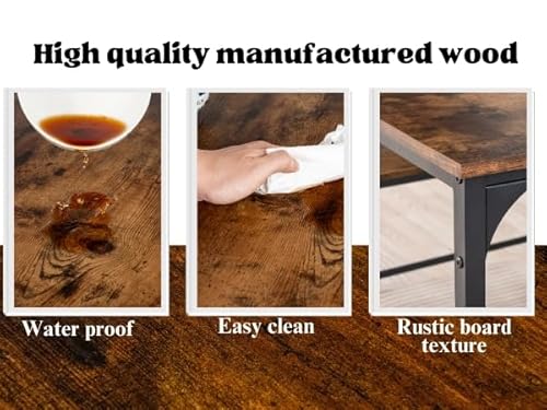 FurenitureR Juego de Mesa de Comedor de 3 Piezas con 2 Bancos de Almacenamiento, Tapa de Madera Vintage, Marco de Metal Negro, Mesa de Cocina de 110 cm, 2 Bancos de Almacenamiento de 100 cm Cada uno, - imagen 7