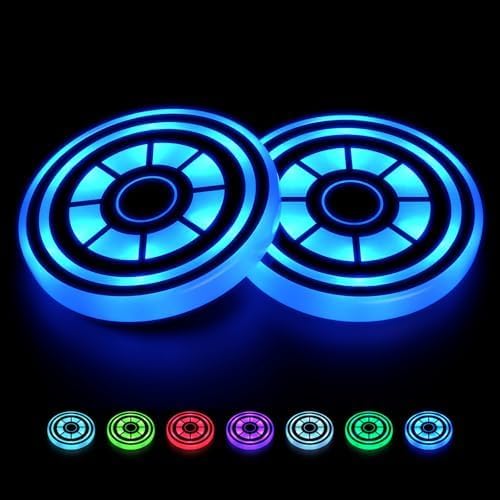 2PCS Car Coasters LED Car Cup Holder Lights – 7-Color Changing