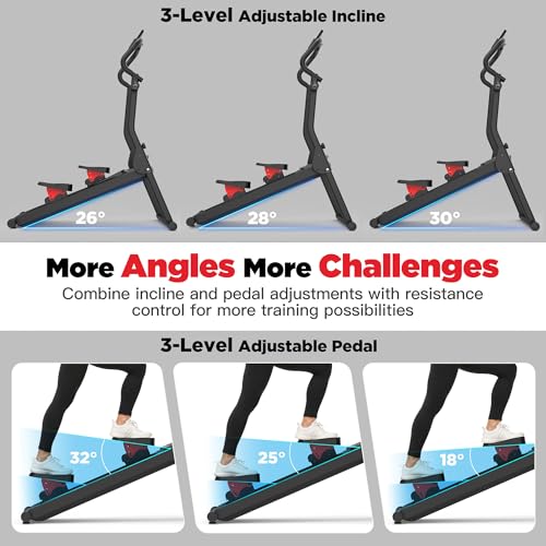 Image of Magnetic Stair Stepper for Home,Vertical Climber Adjustable Resistance Up to 77LBS,Folding Compact Cardio Stair Climber with 350LBS Weight Capacity,19''Extended Stride