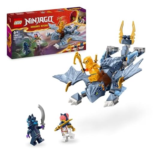 LEGO NINJAGO Young Dragon Riyu Toy, Dragons Rising Playset for 6 Plus Year Old Boys, Girls & Kids, Includes 3 Ninja Character Minifigures with Sword Accessories for Independent Play, Gift Idea 71810