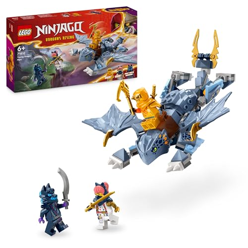 LEGO Ninjago Jovem dragão Riyu de brinquedo com 3 minifiguras de ninja para o conjunto de papéis, casaco de construção infantil, presente para meninos e meninas de 6 anos ou mais 71810