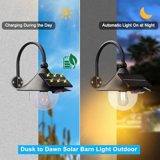 Moodyfei Solar Barn Lights Solar Wall Lanterns Sconce Rustic Vintage