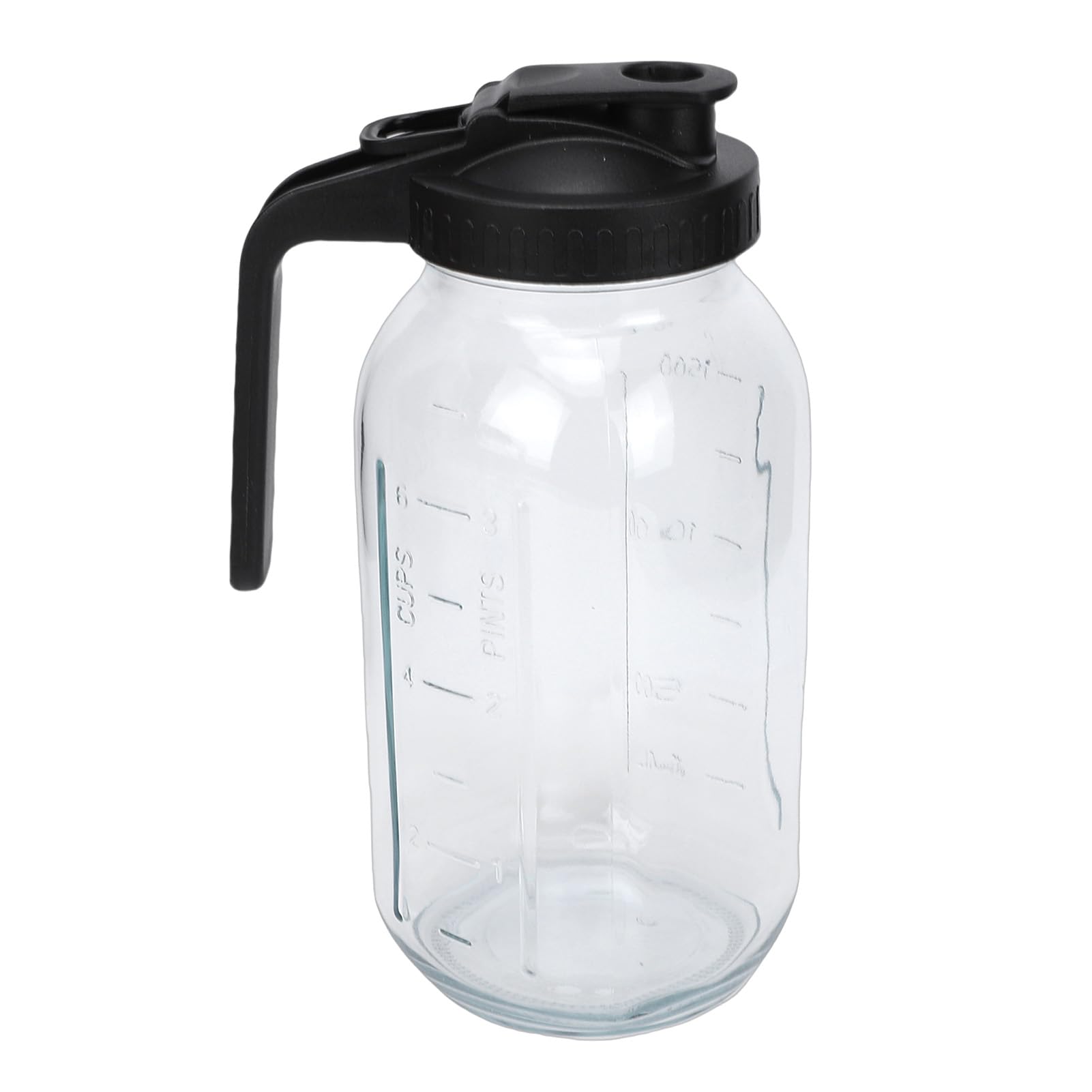 Pichet en Verre avec Couvercle Rabattable, 2 Pièces, Joint d'étanchéité étanche, Bec Large pour thé glacé, Infusion Froide, Jus de thé au Soleil (64 onces)