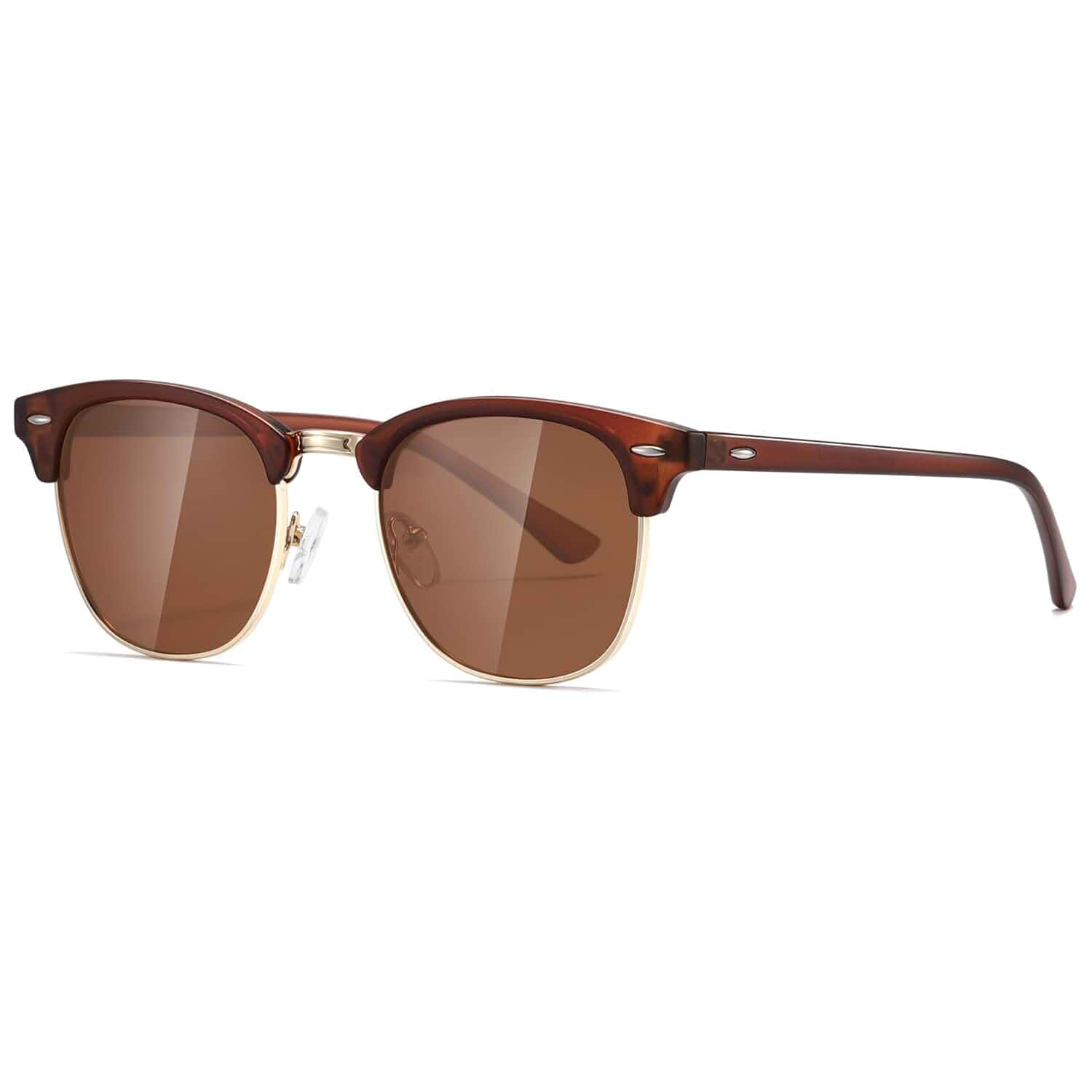 AEVOGUE Men's Polarized Sunglasses, Semi Rimless Retro UV400 Shades AE0369 Classic Style, Polycarbonate Lenses, Lightweight Metal Frame, Driving, Travel