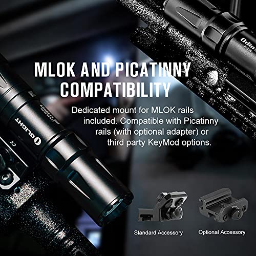 OLIGHT Odin Mini 1250 Lumens Ultra Compact Rechargeable Mlok Mount Weaponlight, Removable Slide Rail Mount and Remote Switch, 240 Meters Beam Distance, Mlok Included - Image 3