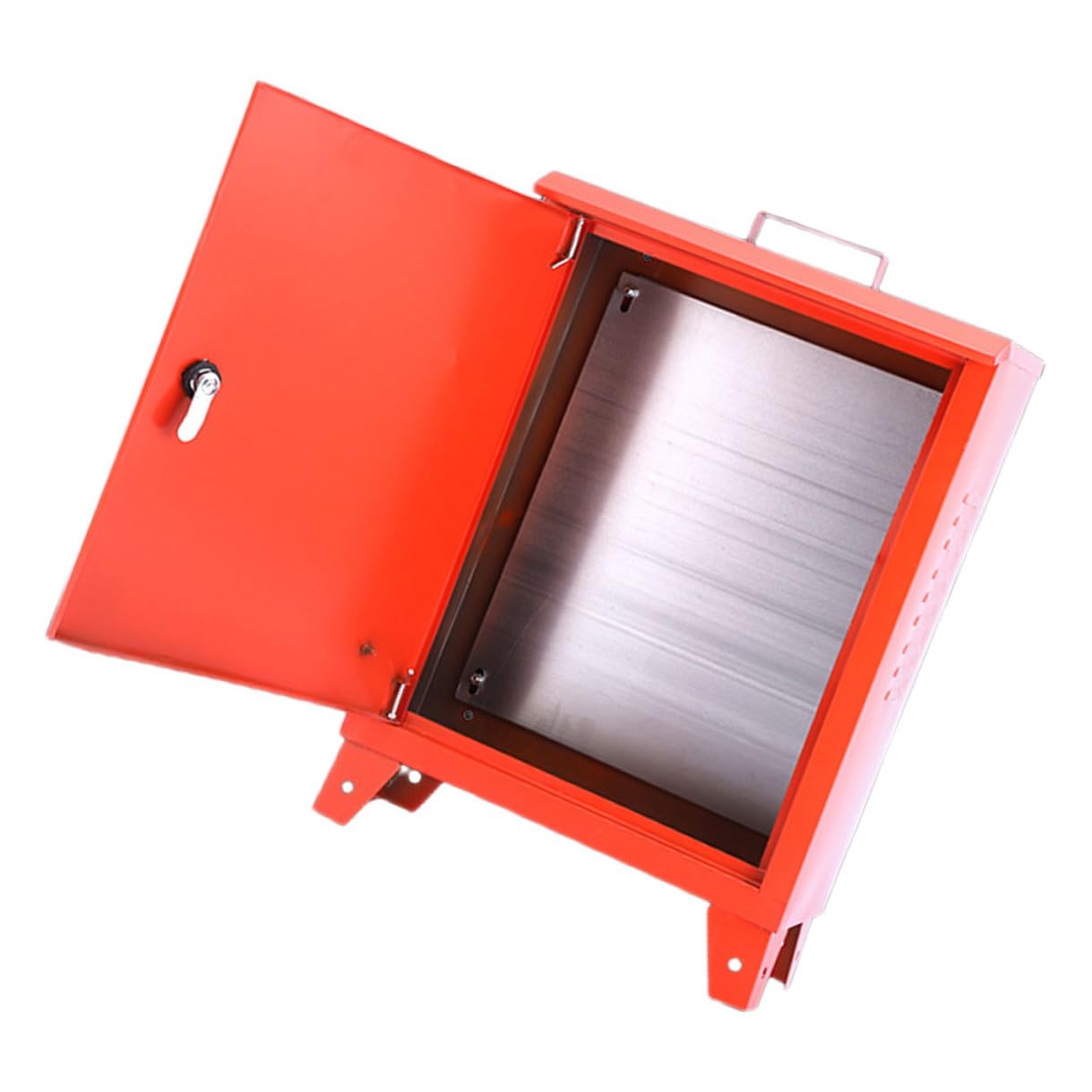 Weatherproof Outdoor Power Distribution Box with Iron Housing, Portable Handheld Electrical Junction Box for Construction Sites, 250x300x180mm Temporary Breaker Protection