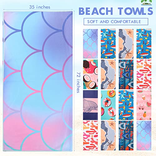 16 Pack Beach Towel Blanket Set 72 X 35 Inches Lightweight Beach Towel Travel Beach Blanket Quick Dry Microfiber Pool Towels Bulk For Women Men Camping Beach Accessories Essentials Vacation Gift #TOP2