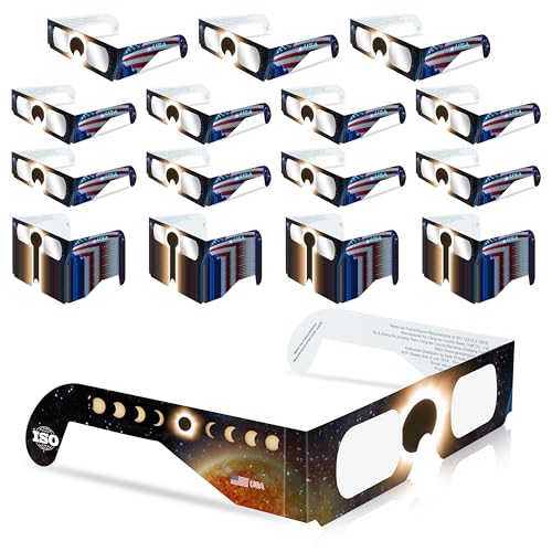 Solar Eclipse Glasses Approved 2024, 100 Pack CE and ISO Certified Safe Shades Standards Solar Eclipse Viewing Glasses Approved 2024