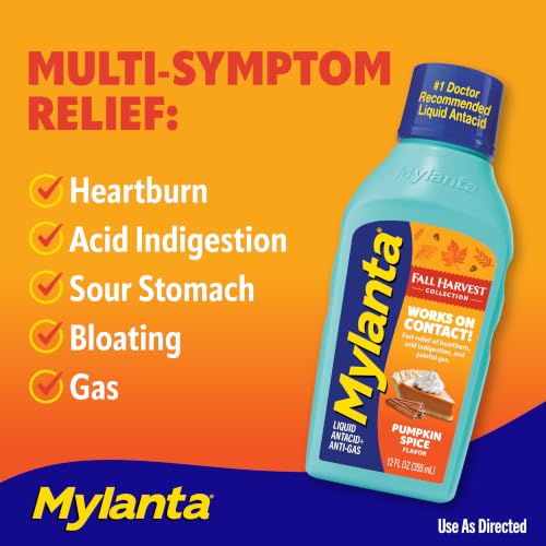 Image of Mylanta Heartburn & Gas Relief Liquid Antacid, Pumpkin Spice Flavor, 12 Oz | Liquid antacid neutralizes acid for fast heartburn & gas relief . Limited Edition Pumpkin Spice flavor . 12 fl oz