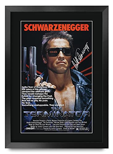 HWC Trading A3 FR Terminator plakat filmowy Arnold Schwarzenegger podpisany prezent na ramkę A3 nadruk z autografem prezenty nadruk zdjęcie ekspozycja